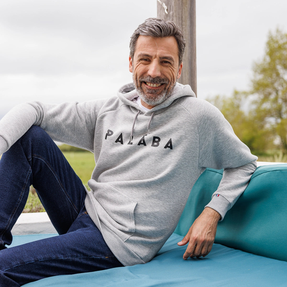 sweat homme capuche gris coton bio palaba 3 PALÂBA - Sweat imprimé homme en coton bio – XXL