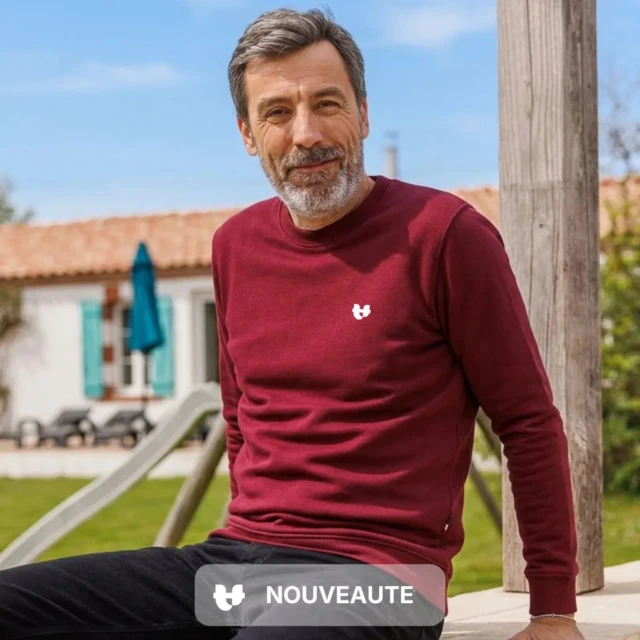 PALÂBA - Sweat homme col rond Bordeaux