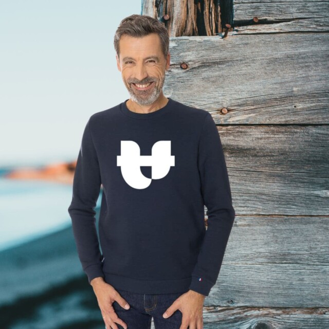 PALÂBA - Sweat molletonné à col rond marine – XL