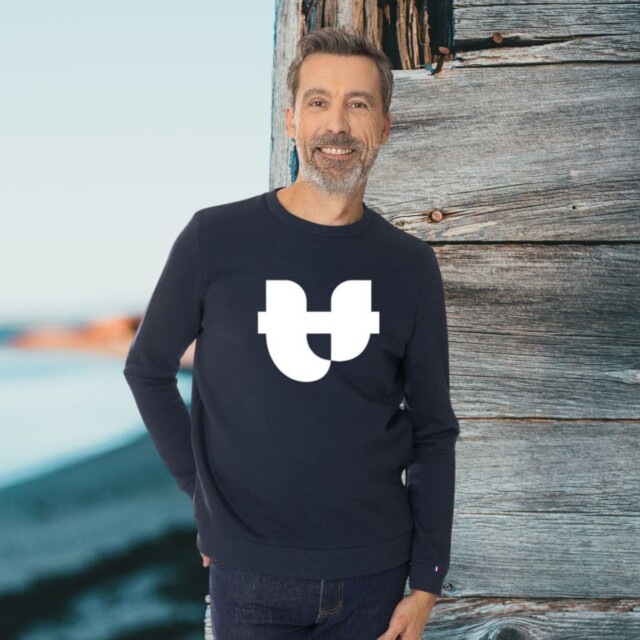 PALÂBA - Sweat molletonné à col rond marine – XL