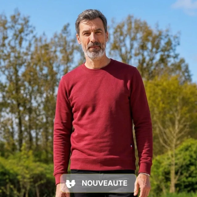 PALÂBA - Sweat sans capuche Bordeaux Homme | Col rond