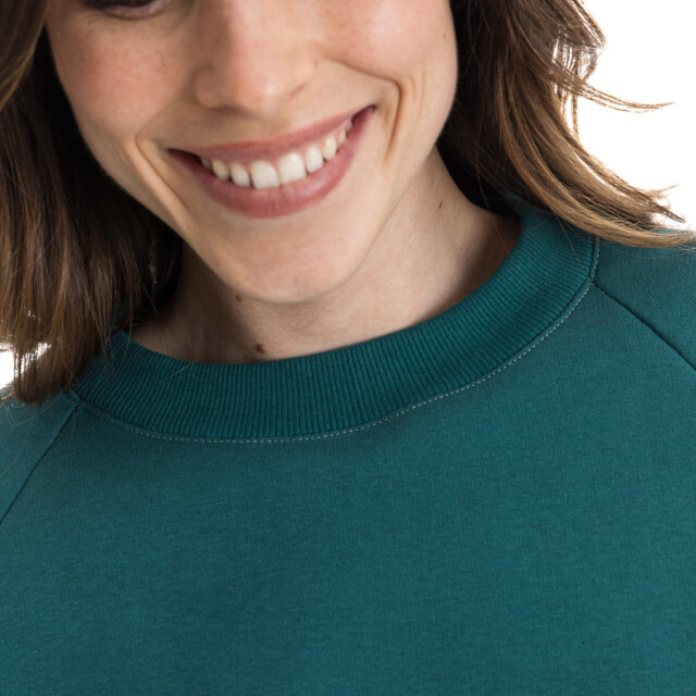 PALÂBA - Sweat vert uni en coton molleton gratté – L