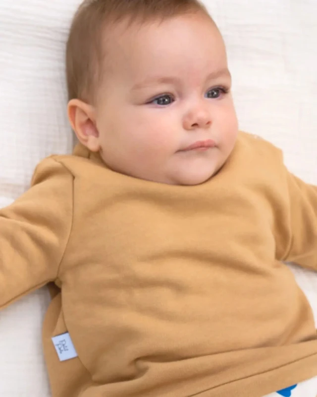 Petit Pote - Sweat coton uni – 4 ans / Jaune Moutarde