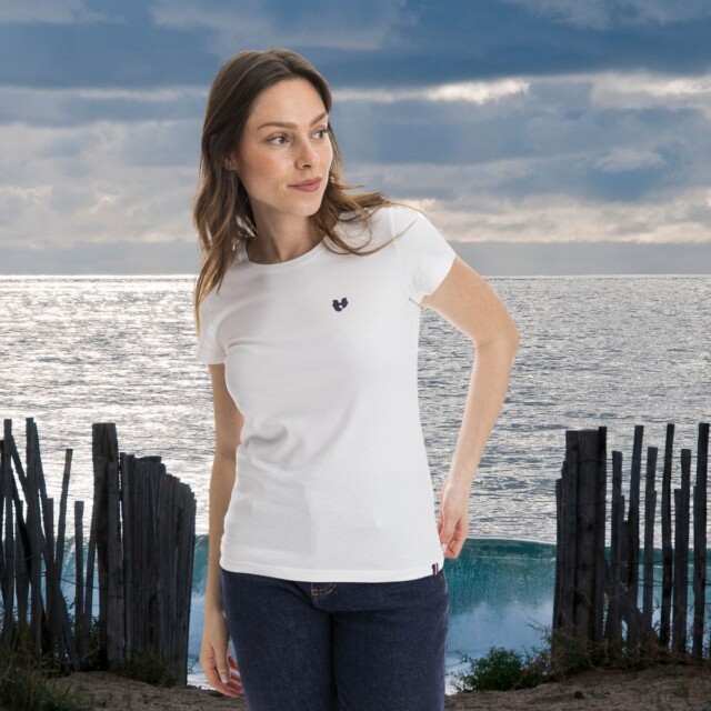 PALÂBA - T-shirt coton bio col rond blanc – XL