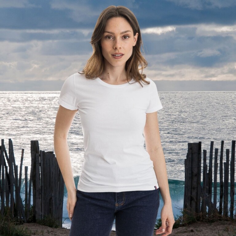 PALÂBA - T-shirt uni jersey col rond blanc – XL