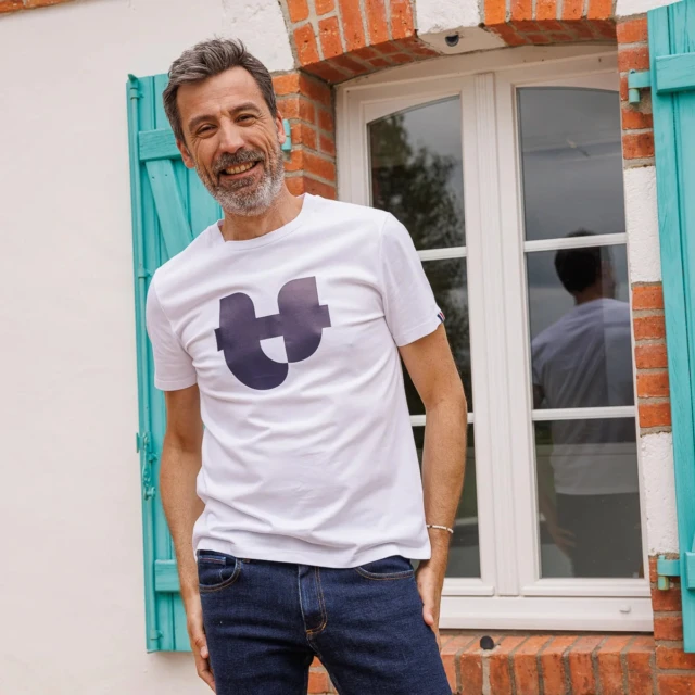 PALÂBA - T-shirt blanc col rond Jersey imprimé