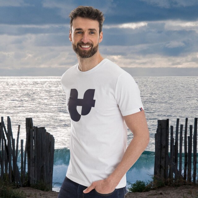 PALÂBA - T-shirt blanc col rond Jersey imprimé – XXXL