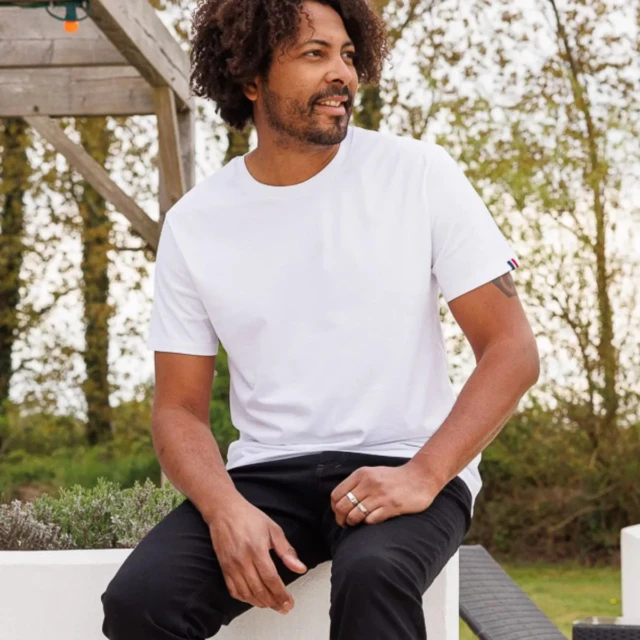 PALÂBA - T-shirt uni col rond en jersey – Blanc