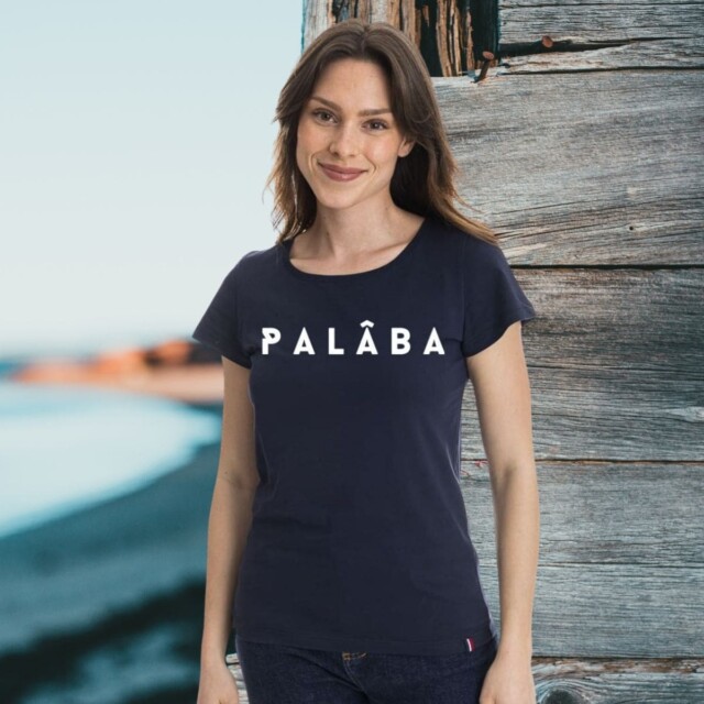 PALÂBA - T shirt imprimé en coton bio marine – XL