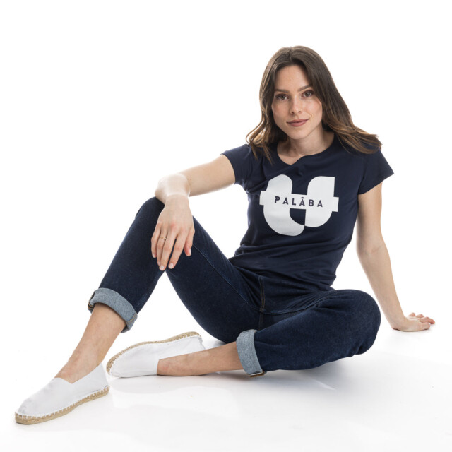 PALÂBA - T shirt imprimé coton peigné marine – XL