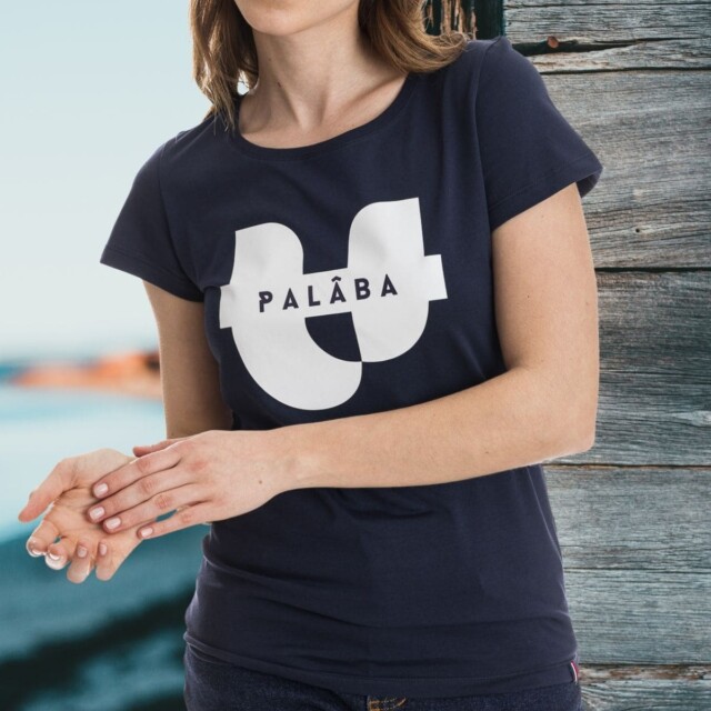 PALÂBA - T shirt imprimé coton peigné marine – XL