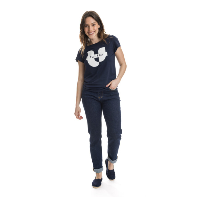 PALÂBA - T shirt imprimé coton peigné marine – XL