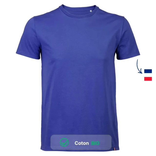 PALÂBA - T shirt bleu coton bio col rond – XXL