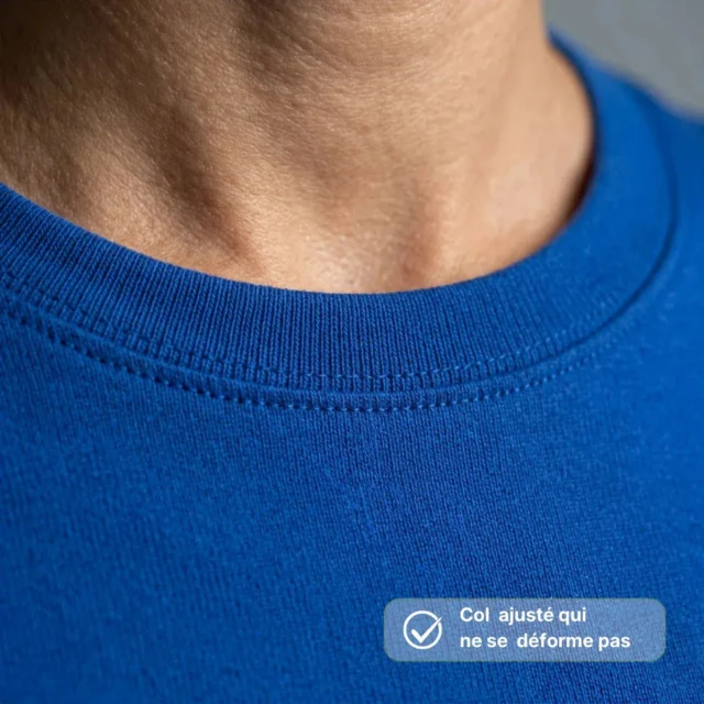 PALÂBA - T shirt bleu coton bio col rond – XXL