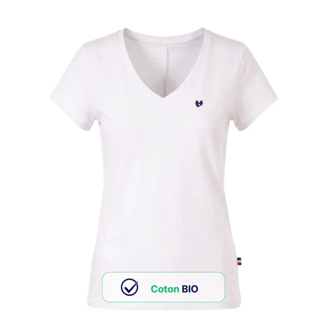 PALÂBA - T shirt col V coton blanc – L