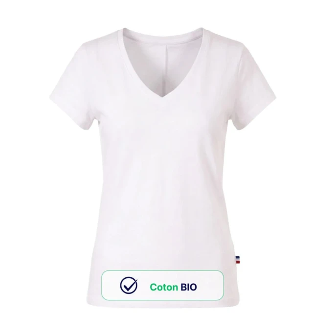 PALÂBA - T shirt col V jersey blanc – L