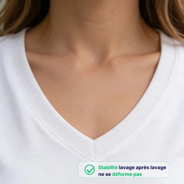 PALÂBA - T shirt col V jersey blanc – L