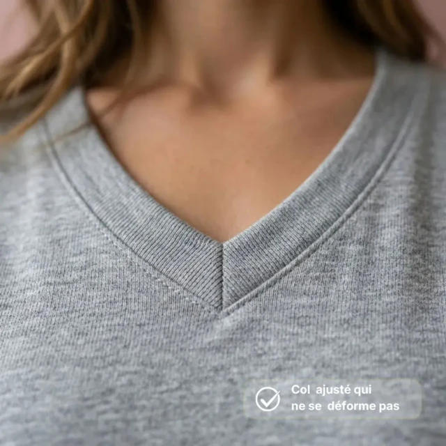 PALÂBA - T shirt col V manche courte gris – XL