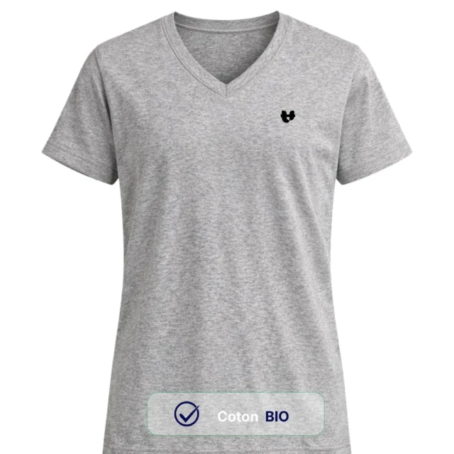 PALÂBA - T shirt col V manche courte gris – XL