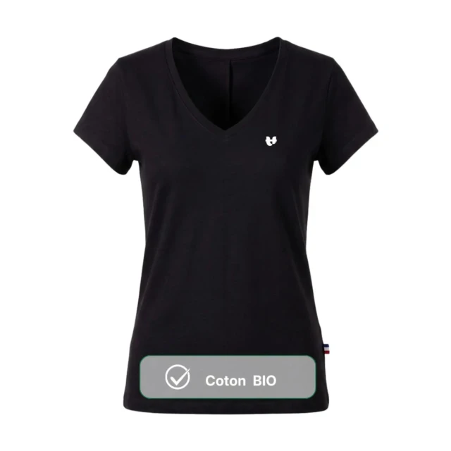 PALÂBA - T shirt col V jersey coton bio noir – L