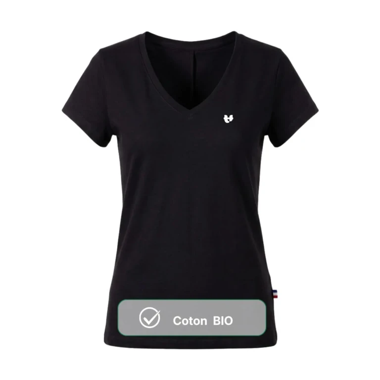 PALÂBA - T shirt col V jersey coton bio noir – L