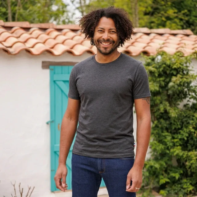PALÂBA - T-shirt jersey Anthracite col rond