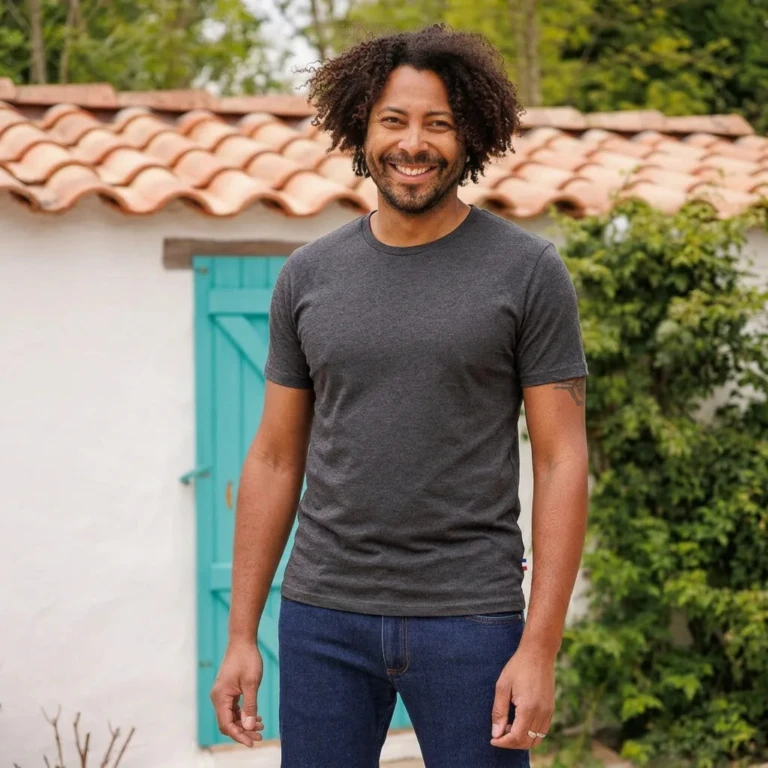 PALÂBA - T-shirt jersey Anthracite col rond – XL
