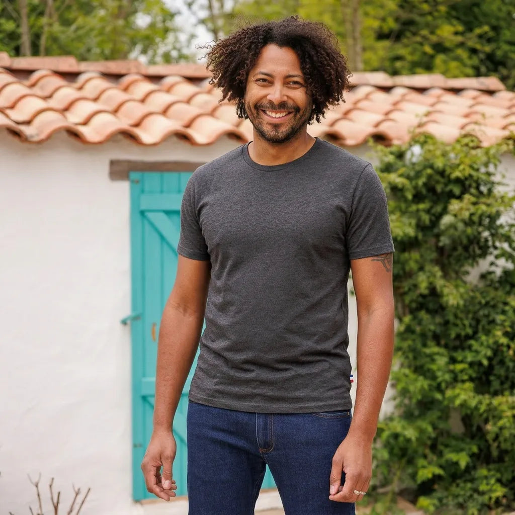t shirt homme anthracite palaba palaba 664 PALÂBA - T-shirt jersey Anthracite col rond – XL