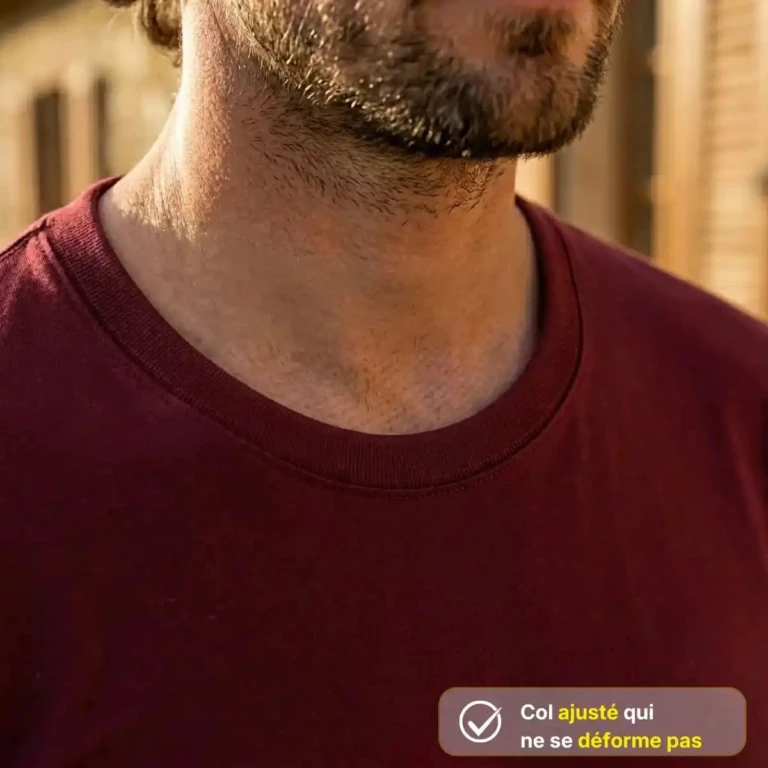 PALÂBA - T-shirt Bordeaux col rond Coton peigné 180g/m² – XL