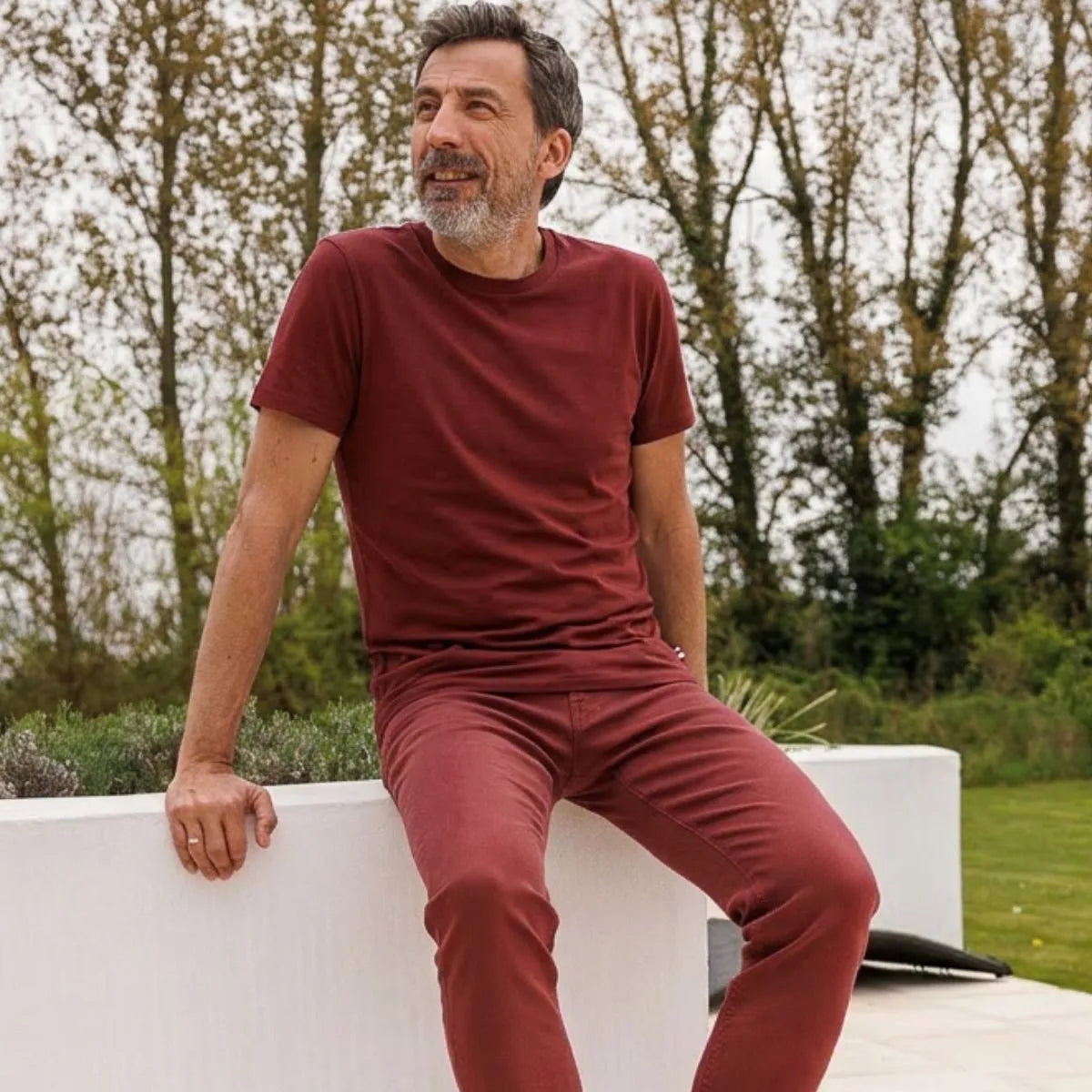 t shirt homme bordeaux palaba palaba 716 PALÂBA - T-shirt Bordeaux col rond Coton peigné 180g/m² – XL
