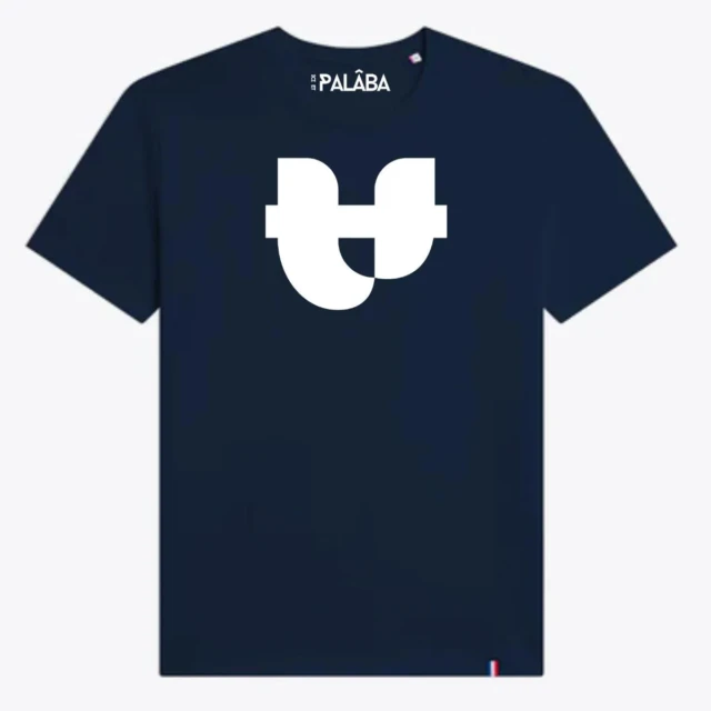 PALÂBA - T-shirt coton bleu col rond imprimé – XXXL / Marine
