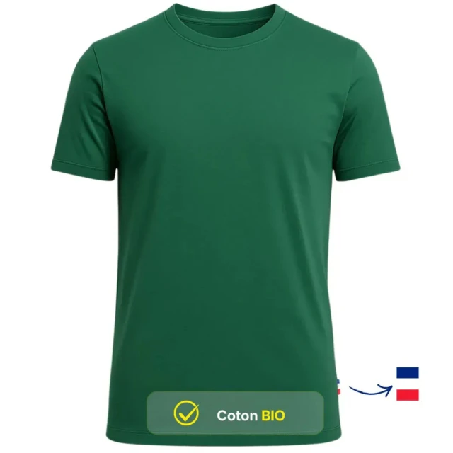 PALÂBA - T-shirt vert bouteille coton bio – XL