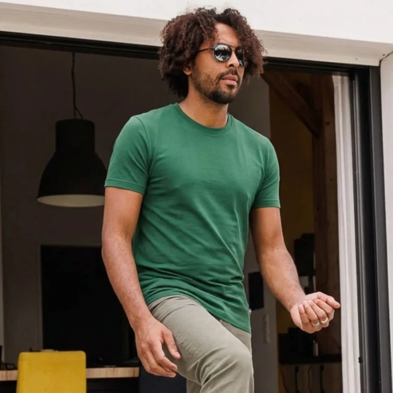 PALÂBA - T-shirt vert bouteille coton bio – XL