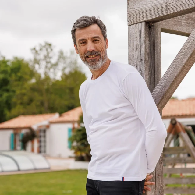 PALÂBA - T shirt manche longue col rond – Blanc