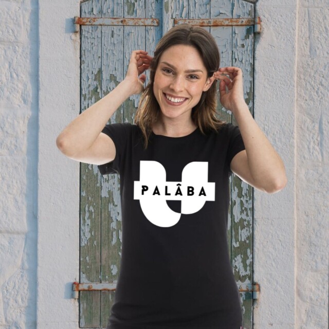 PALÂBA - T shirt imprimé en coton peigné noir – XL