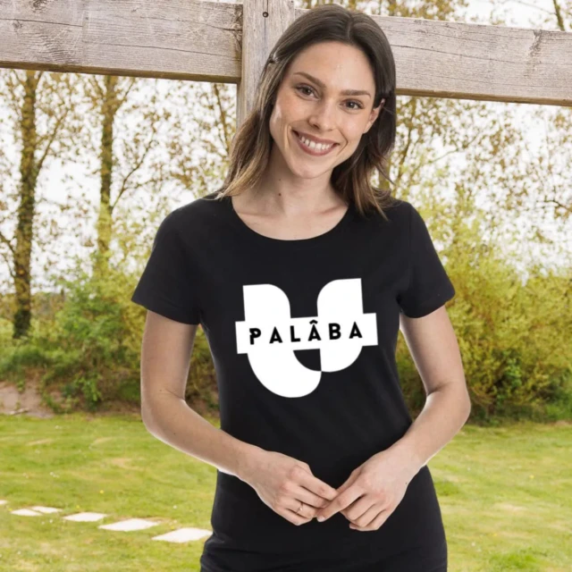 PALÂBA - T shirt imprimé en coton peigné noir