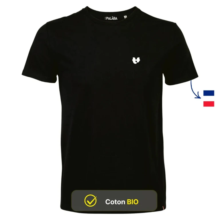 PALÂBA - T-shirt noir coton bio col rond – XXXL / Noir
