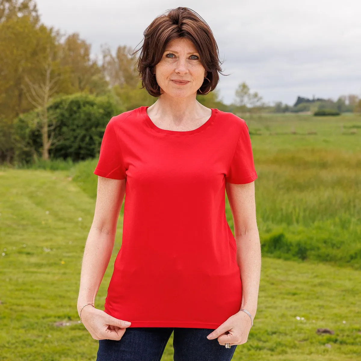 t shirt rouge femme made in france PALÂBA - T shirt en coton rouge col rond – XL