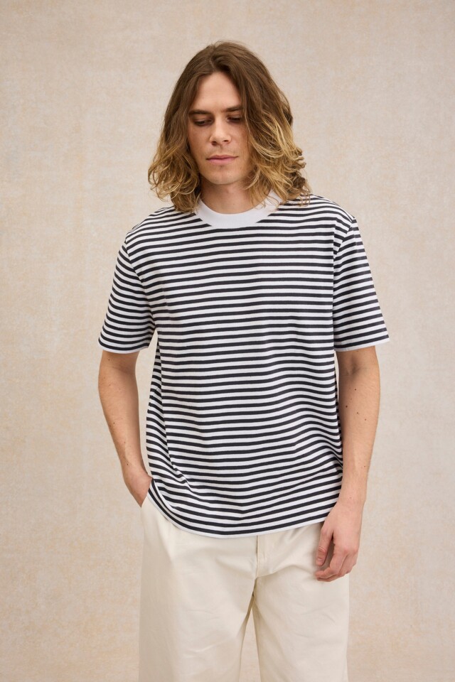 Le Minor - T-shirt Andy rayé marine