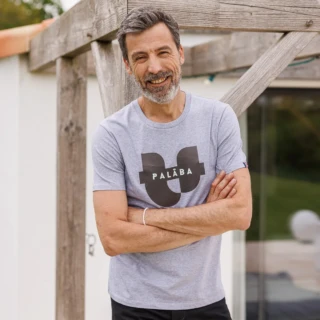 PALÂBA - Tee shirt gris col rond coton 100% bio