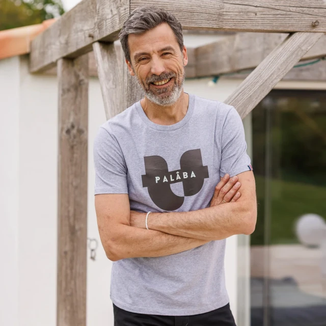 PALÂBA - Tee shirt gris col rond coton 100% bio