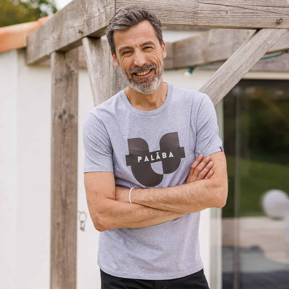 tee shirt gris homme signature palaba 363 PALÂBA - Tee shirt gris col rond coton 100% bio – XXXL / Gris