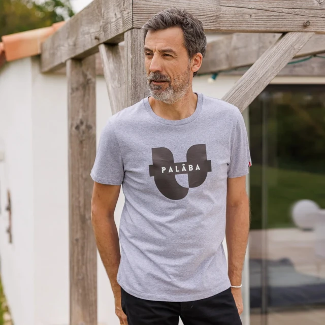 PALÂBA - Tee shirt gris col rond coton 100% bio – XXXL / Gris