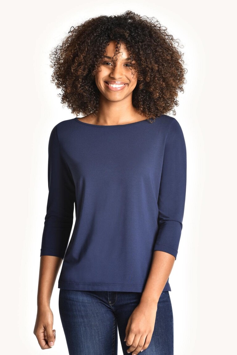 Thelma Rose - Haut col bateau Méline – 44 / Bleu indigo