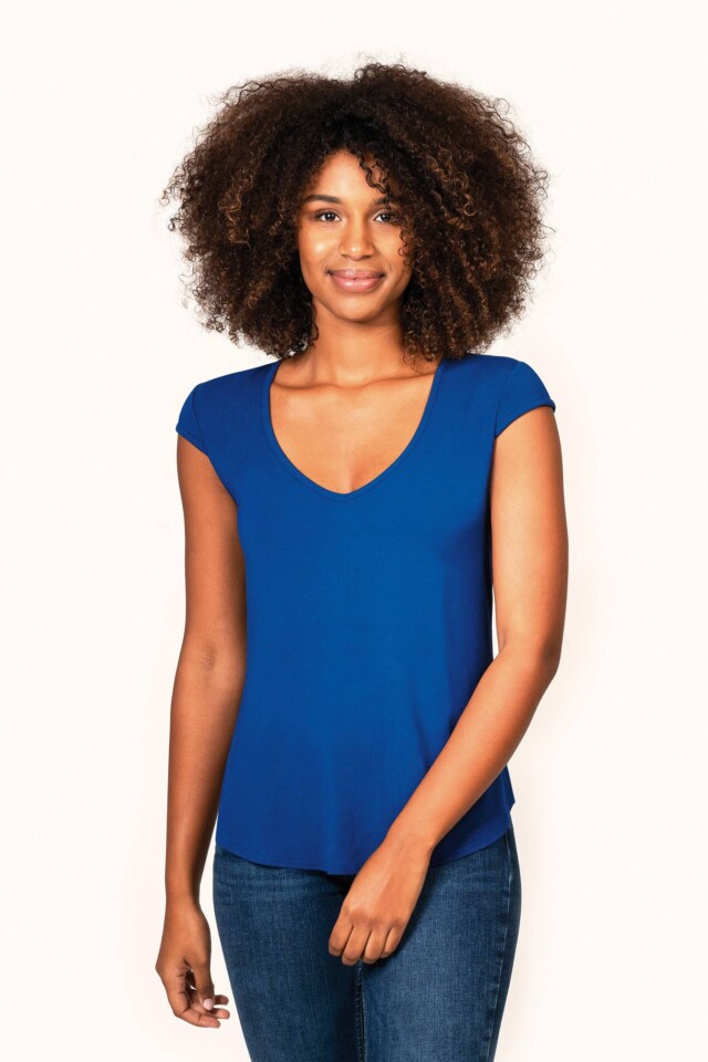 Thelma Rose - Top col V Pénélope – 44 / Bleu marine