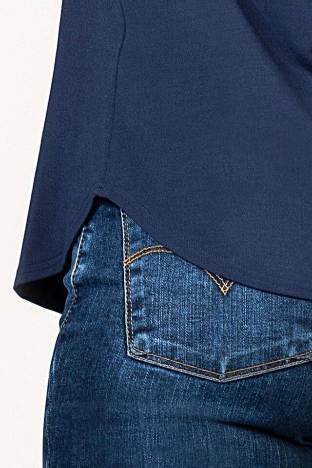 Thelma Rose - Top col V Pénélope – 44 / Bleu indigo