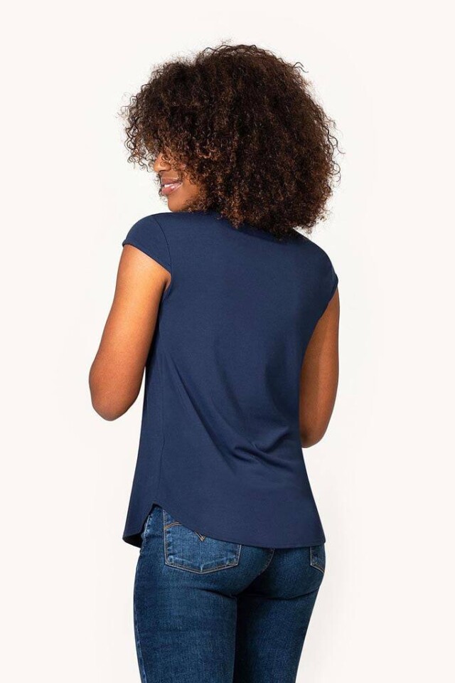 Thelma Rose - Top col V Pénélope – 44 / Bleu indigo