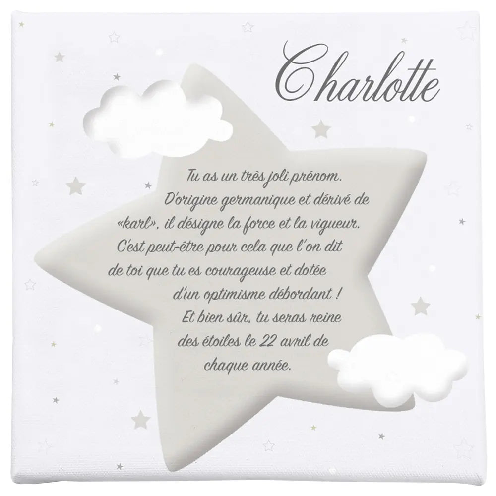 toile nuage et etoiles L'Atelier BABY'SPHERE - Cadre Personnalisé Prénom – Thème Nuages & Étoiles ⭐