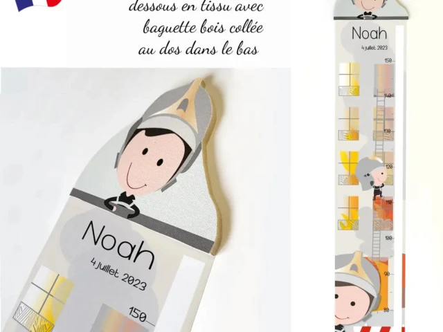 Atelier Baby’Sphère - Toise Murale personnalisée au feu les Pompiers