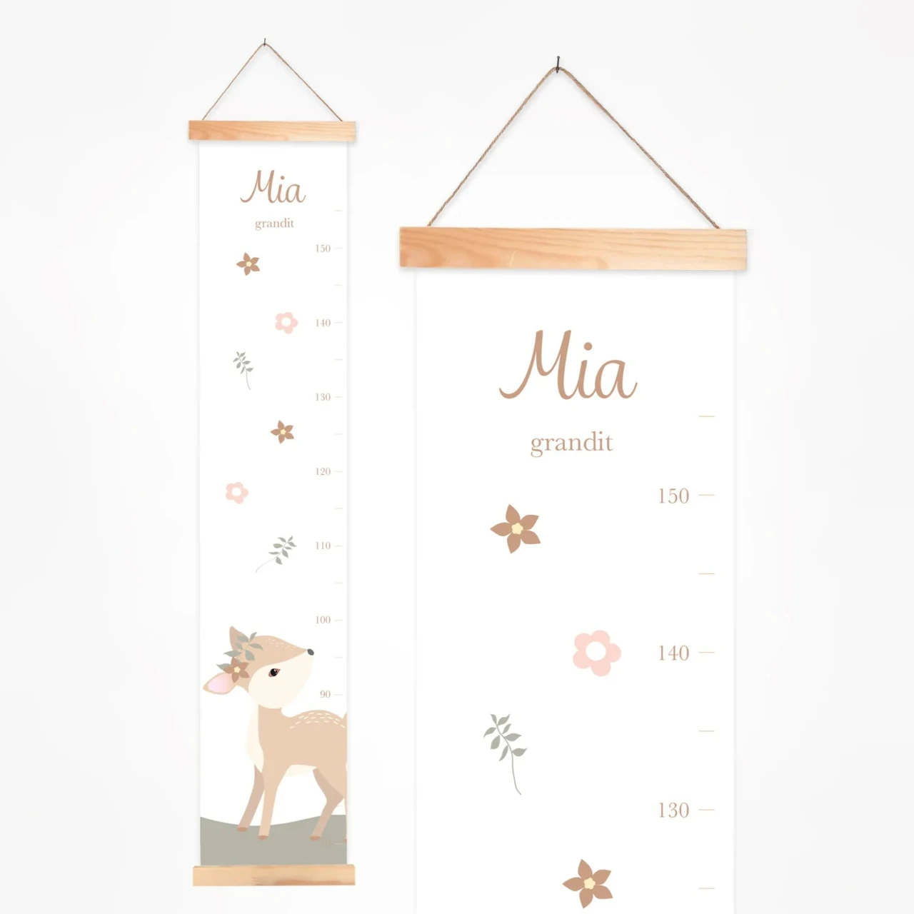 toise tissu biche 2 Atelier Baby’Sphère - Toise enfant personnalisée biche de la forêt